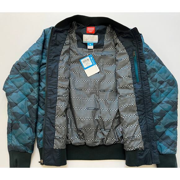 Columbia Hawlings Hill Bomber Jacket Thermal Coil-Blue Black Camo Size S $160 - Picture 6 of 10